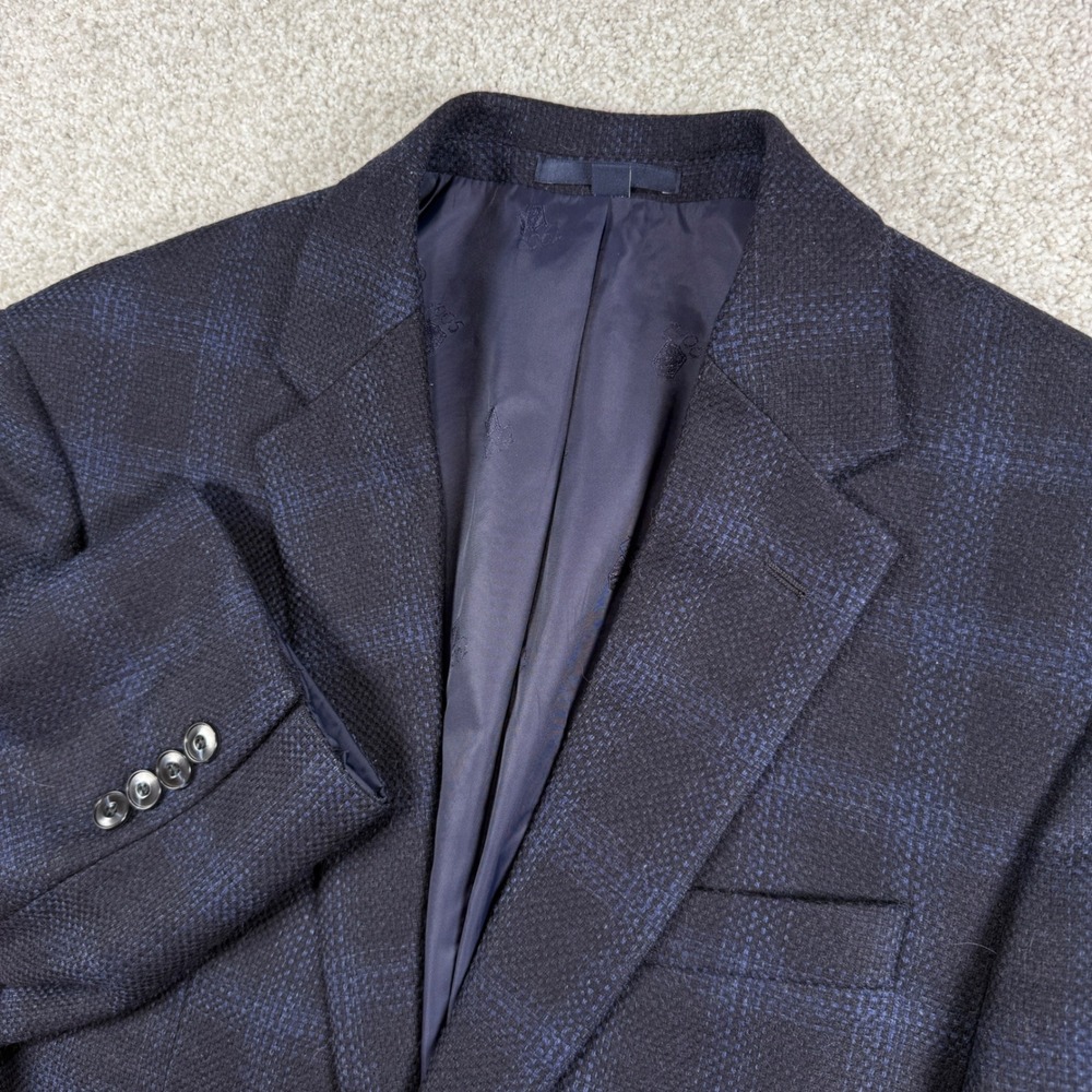 Jos. A. Bank Sport Coat Mens 40R Navy Blue Plaid Tailored Fit 1905 brrr Comfort
